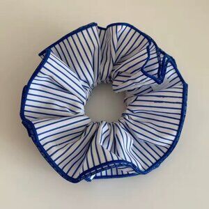 NEW Large Scrunchie - White Blue Stripe